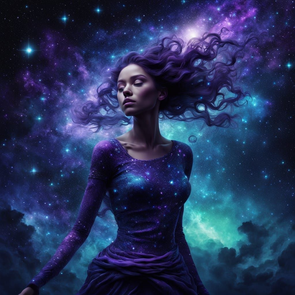 Radiant Goddess Embodies Cosmic Serenity in Ethereal Dreamsc...