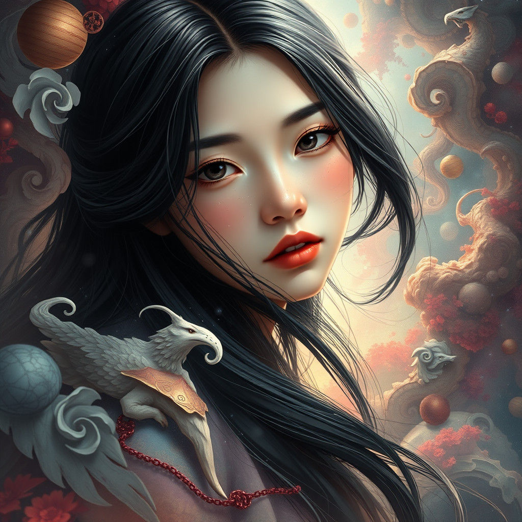 Dreamlike Asian Teenager in Fantasy Concept Art