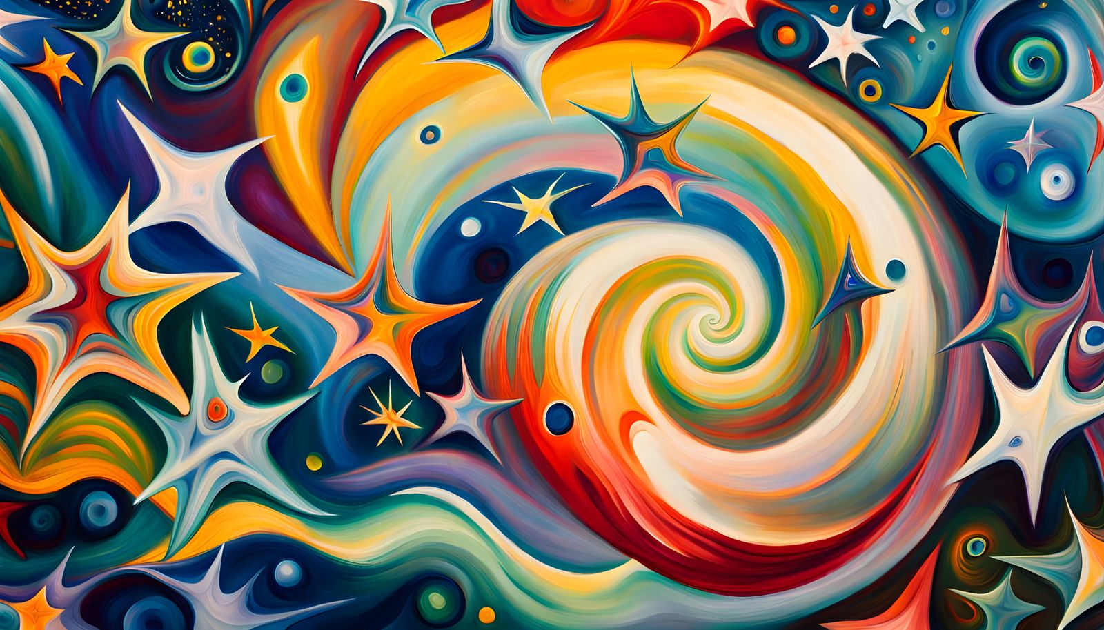 Iridescent Stars in Magnetic Swirl: Abstract Expressionism