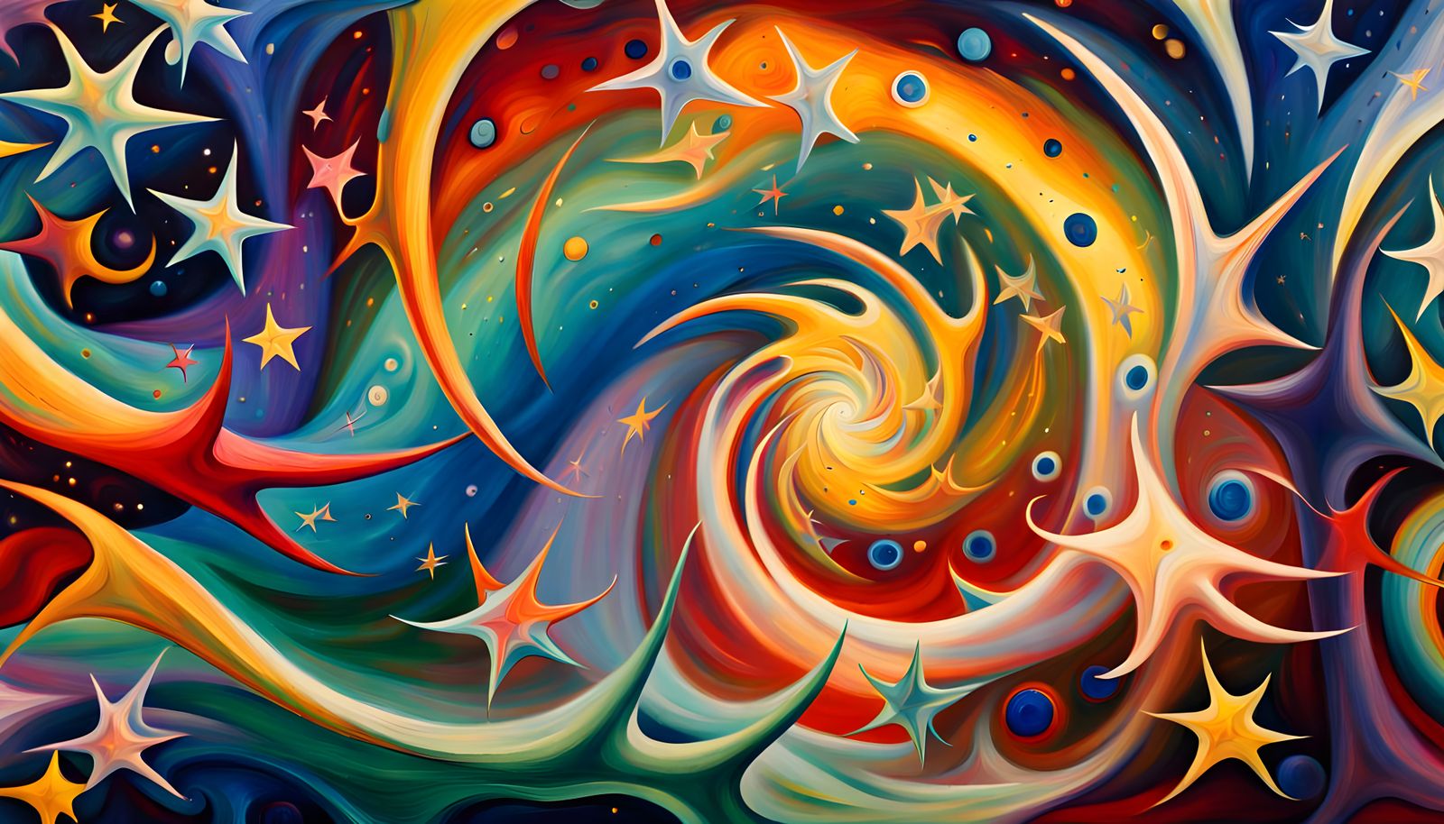 Iridescent Star Cluster in Abstract Expressionism Style