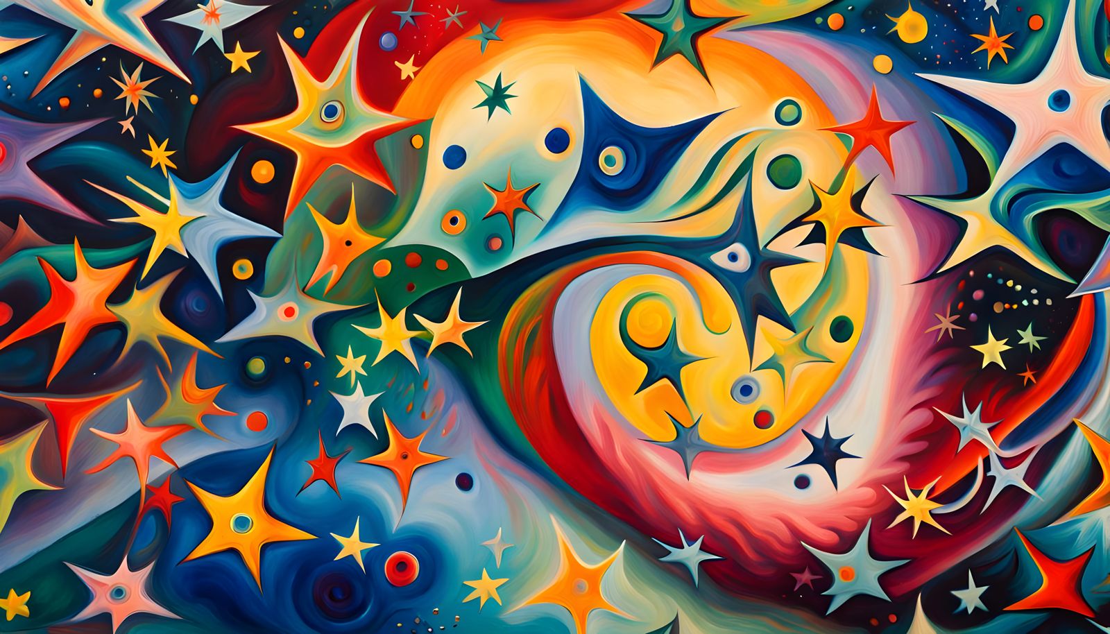 Iridescent Stars in Magnetic Swirls: Abstract Expressionism