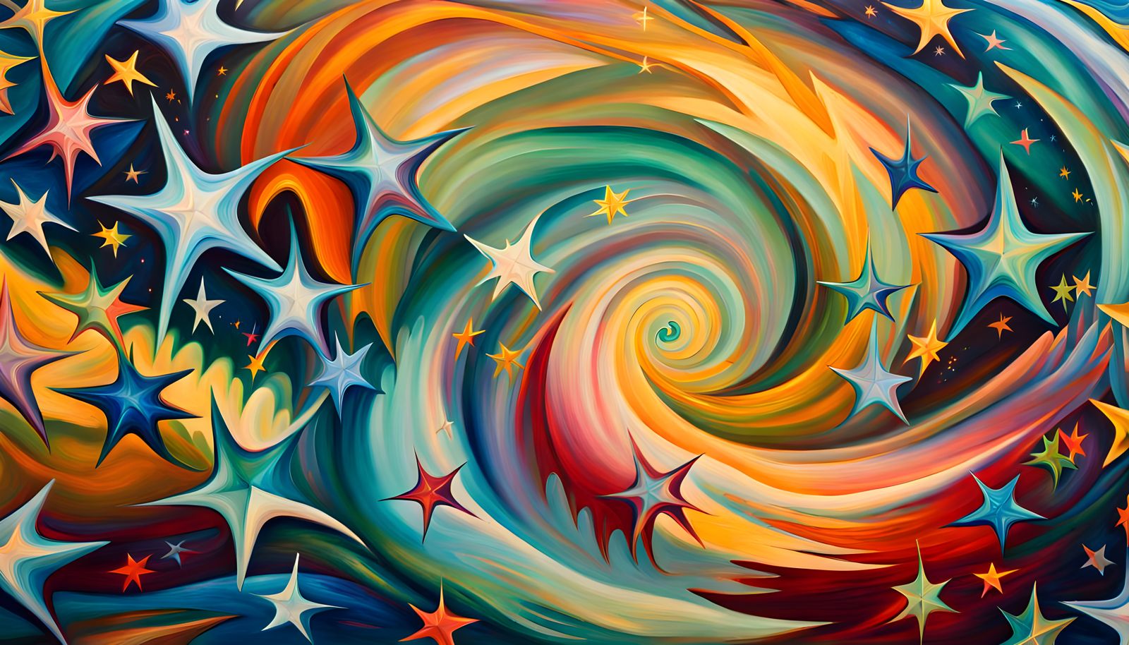 Iridescent Star Cluster in Abstract Expressionism Style