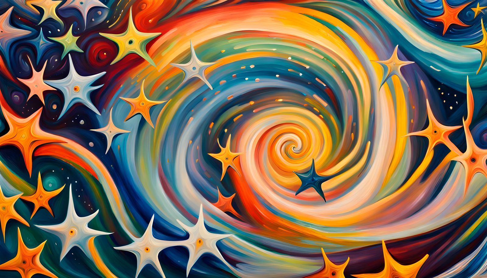 Iridescent Star Cluster in Abstract Expressionist Style