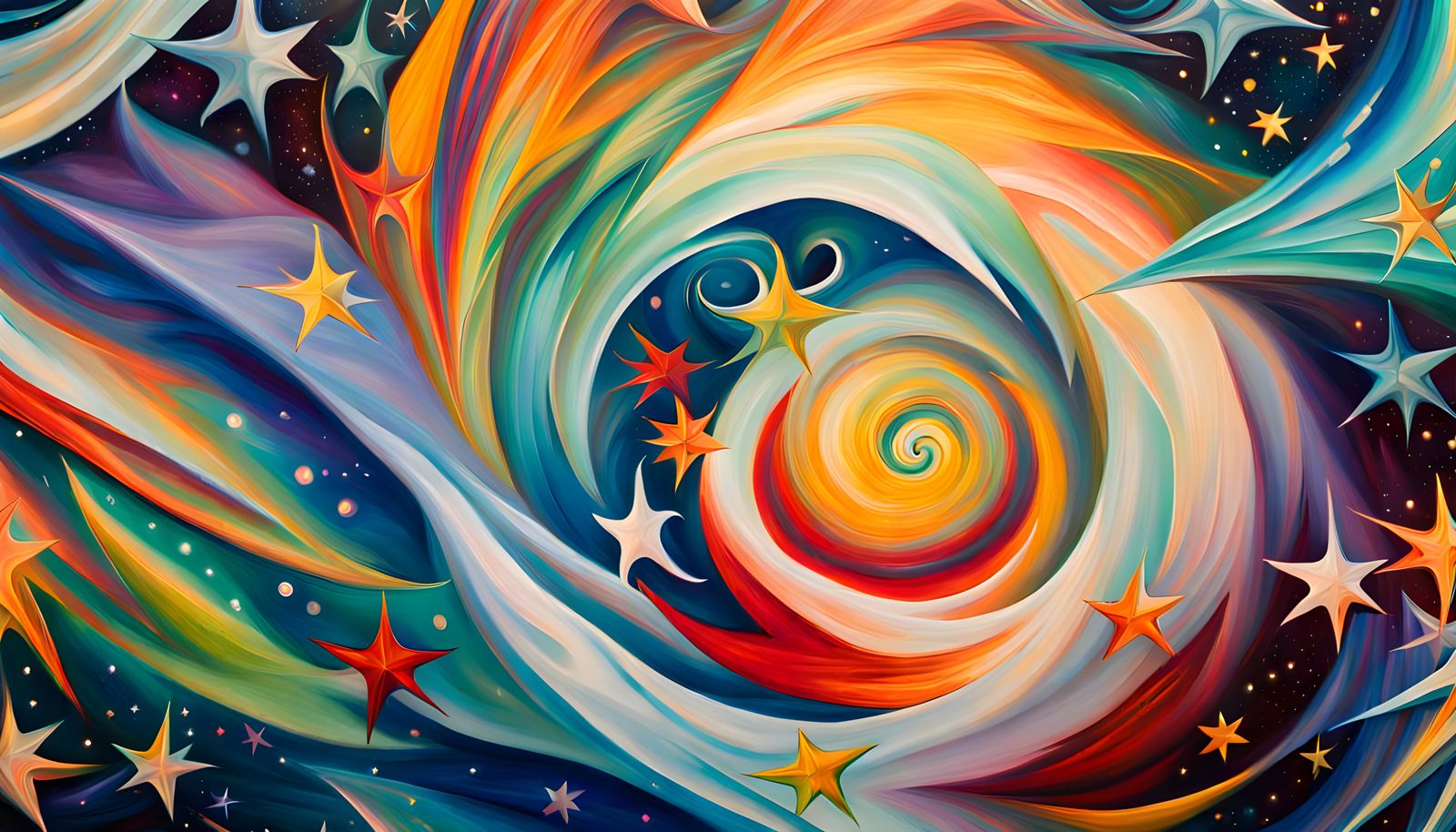 Iridescent Star Cluster in Abstract Expressionism