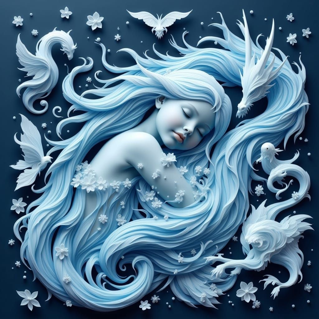 Spectral Siren Slumbers Amongst Whimsical Creatures and Ghos...