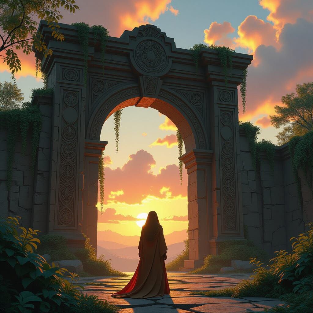 Vivian at Celestial Archway in Neo-Impressionist Style