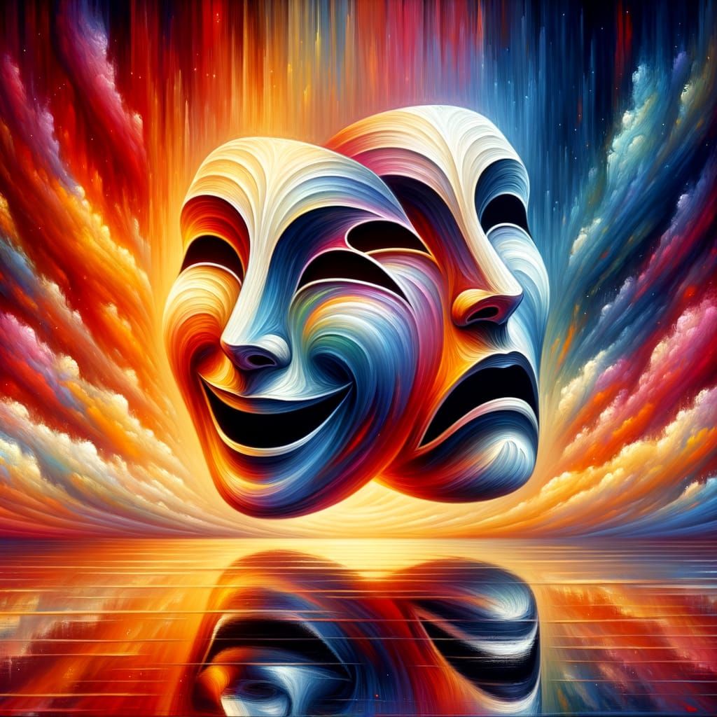 Elegant Drama Masks in Vibrant Colorful Harmony
