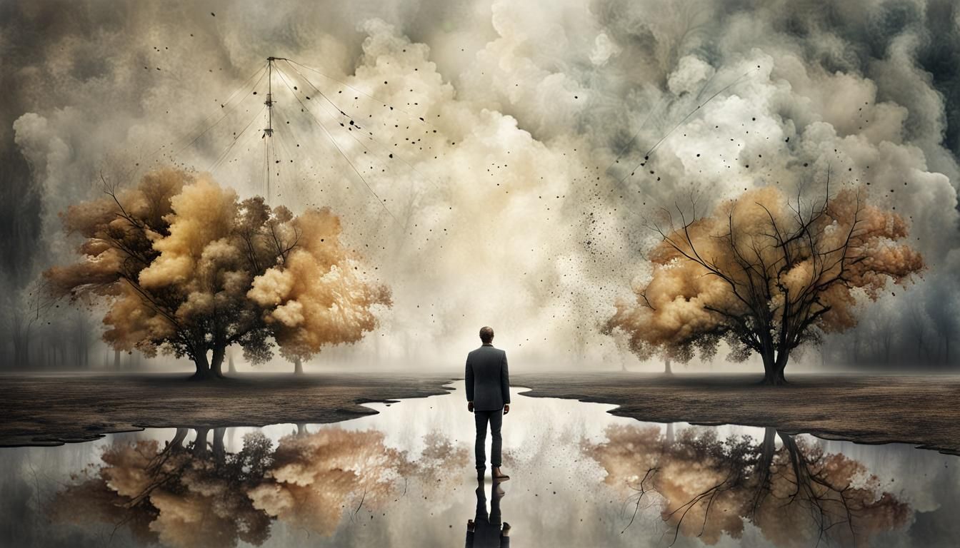 Encaustic Double Exposure Art: Adult Dreams