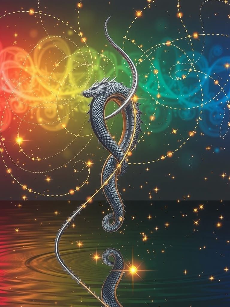 Stellar Dragon: A 3D Rendered Creature of Stars