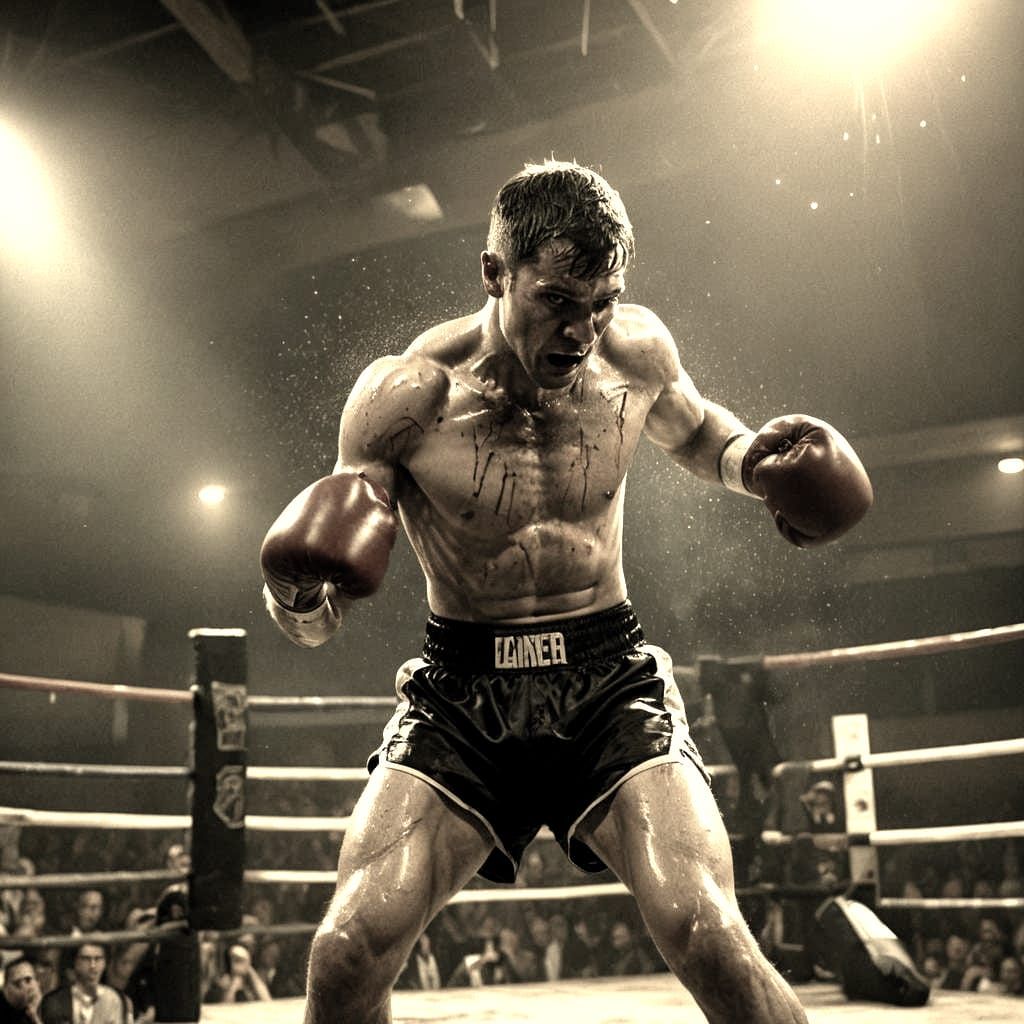 Dramatic Boxing Match Knockout in Cinematic Style