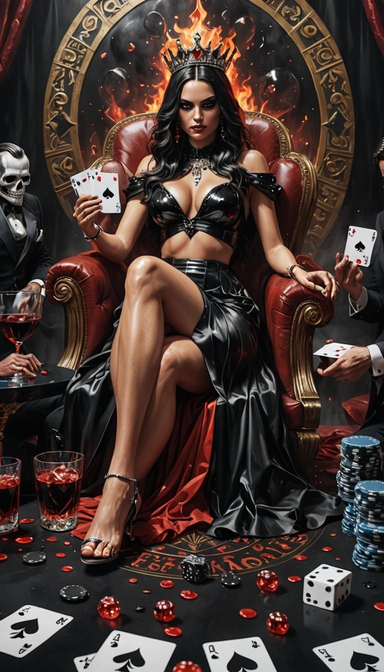 Crystal Glass Gambling Goddess in Fire Hair