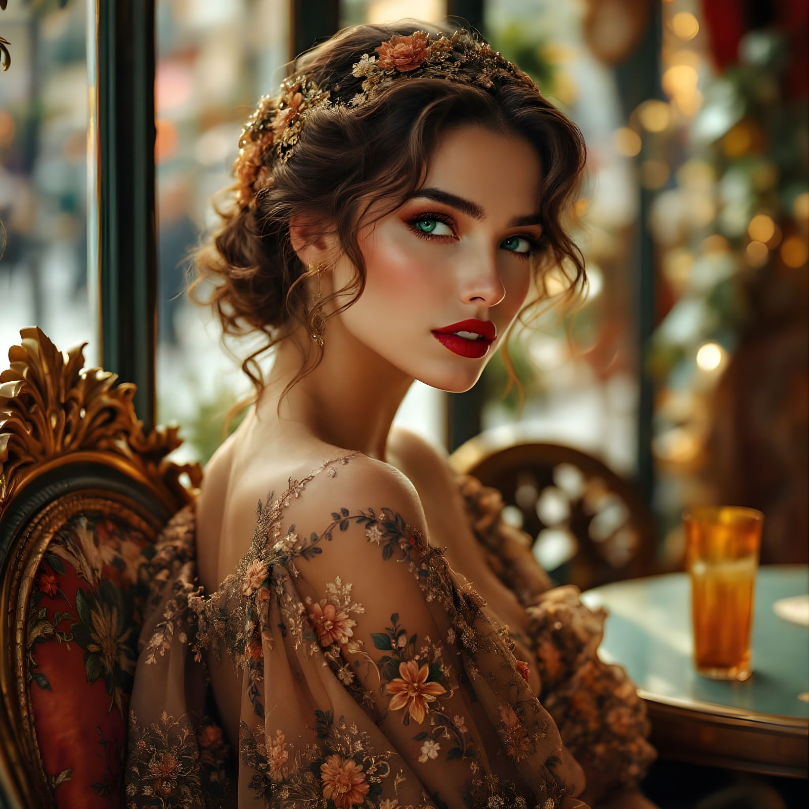 Graceful Woman Portrait in Impressionistic Oil Style