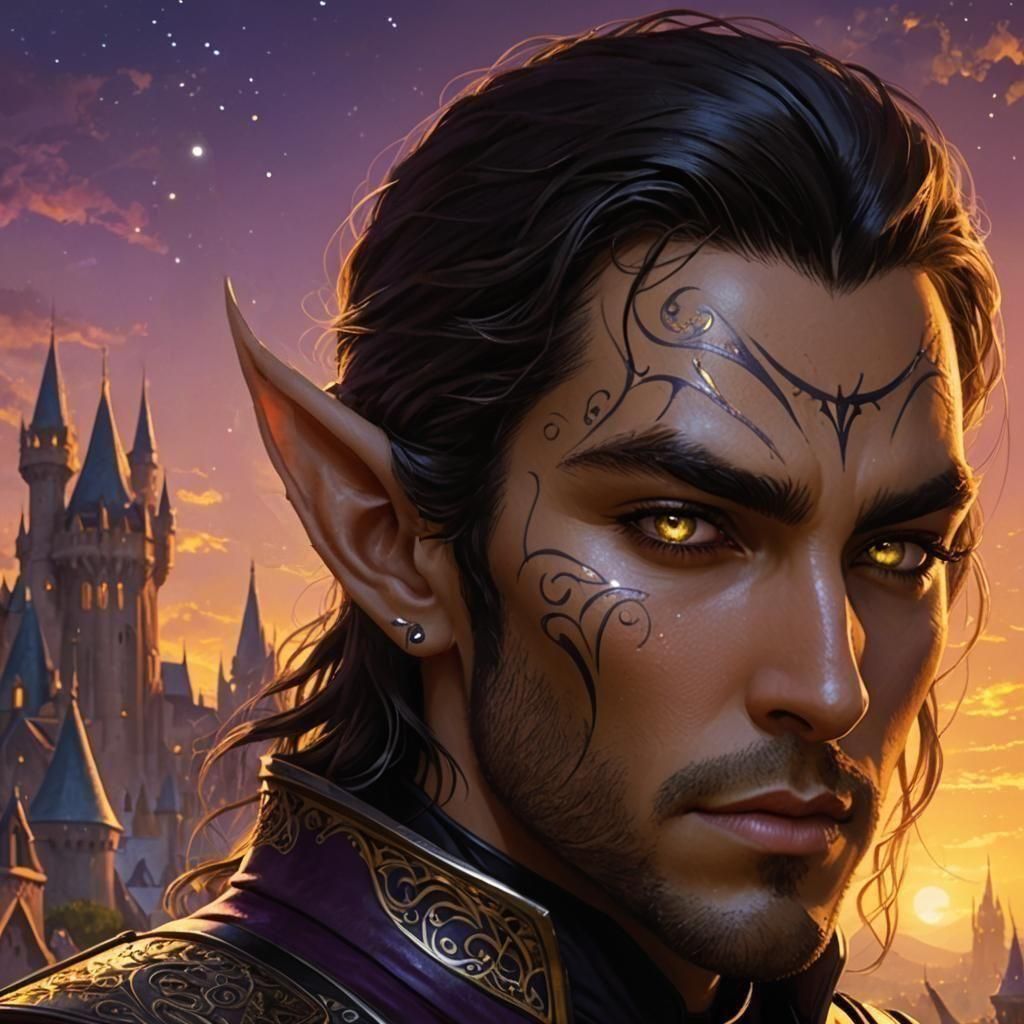 Epic Elven Knight Rogue in Dark Fantasy Style