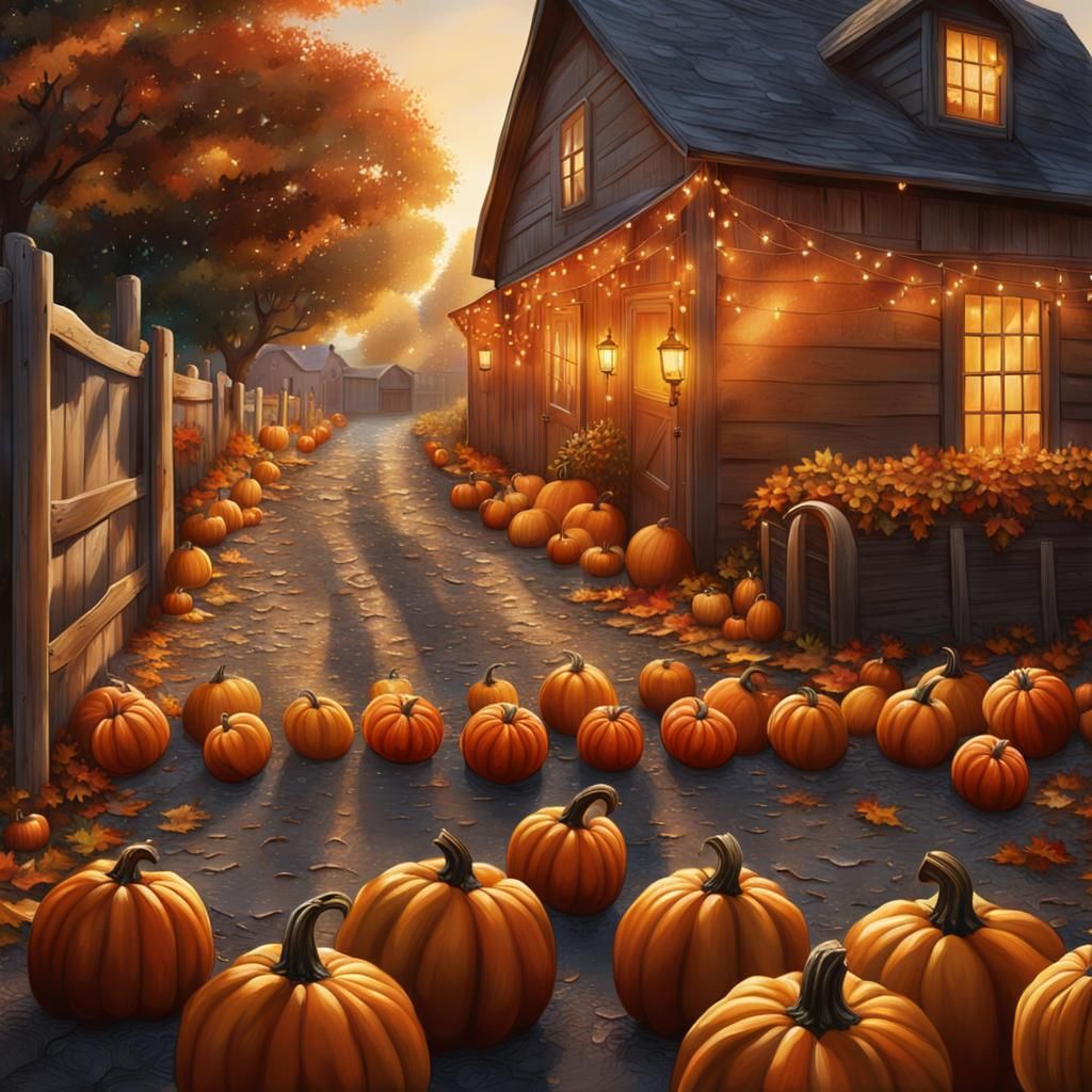 Autumnal Farm Laneway in Photorealistic Style