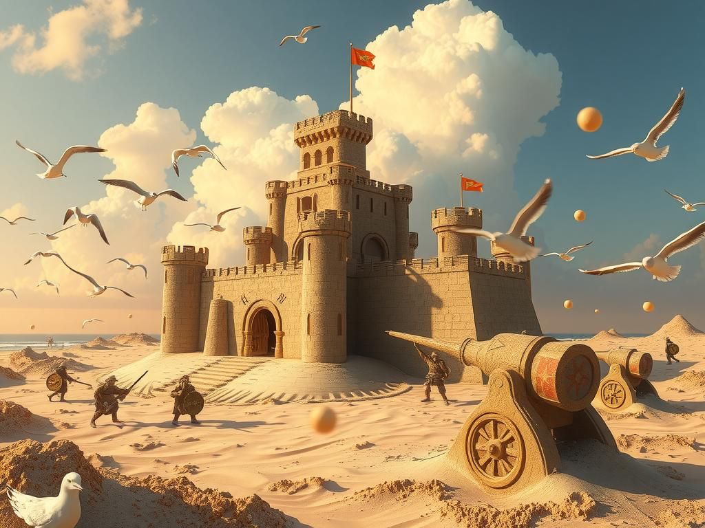 Sandcastle Siege: A Medieval Fortress Under Attack