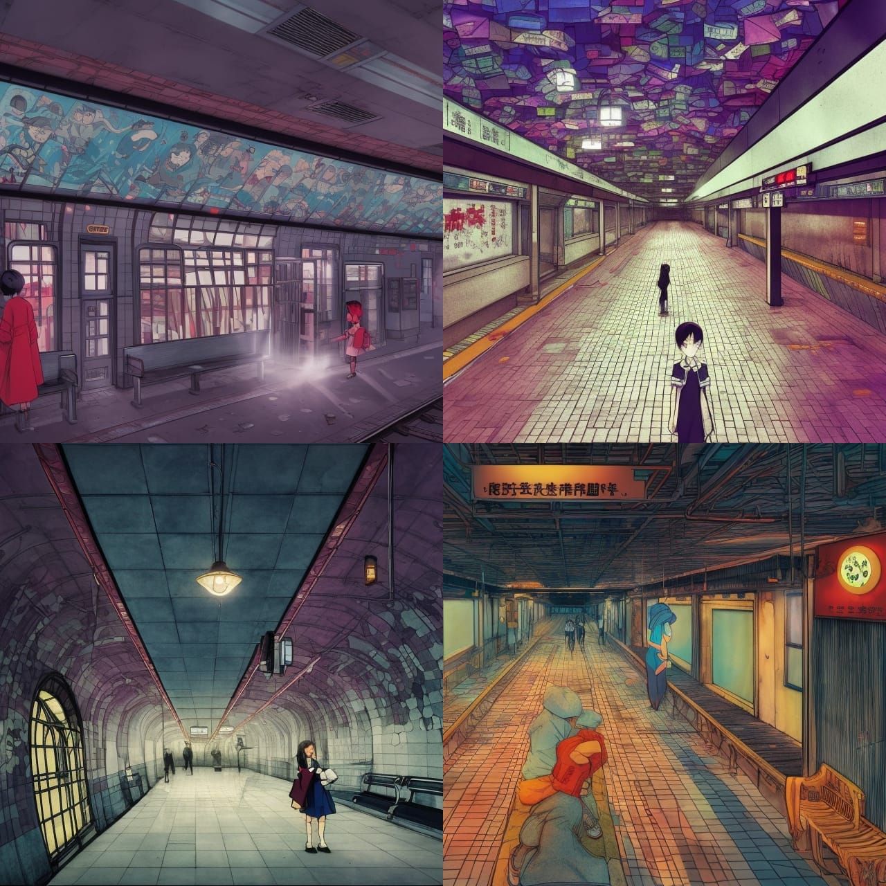 Eerie Subway Station Illustration in Comic Book Style