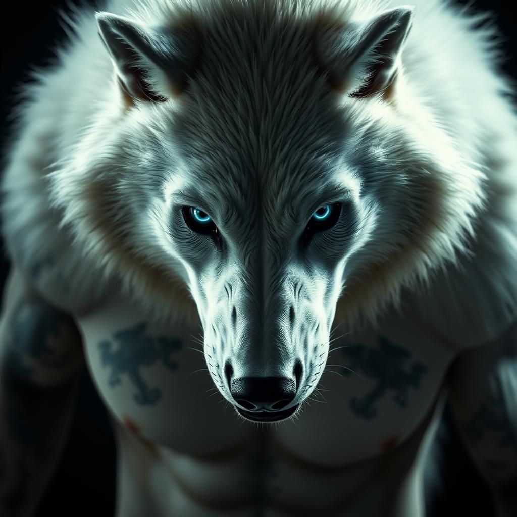 Yakuza Werewolf with Piercing Gaze