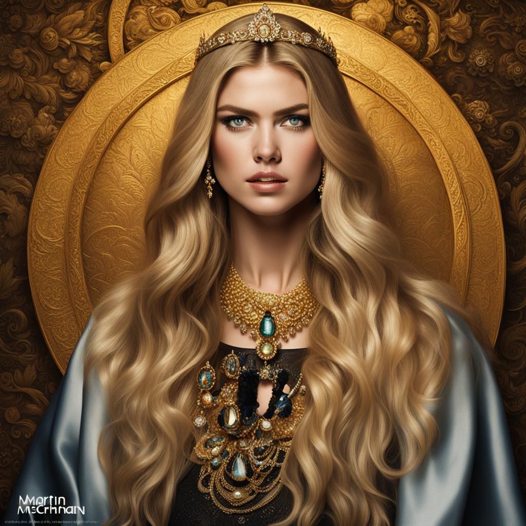 Gothic Goddess Venus Portrait in Art Nouveau Style