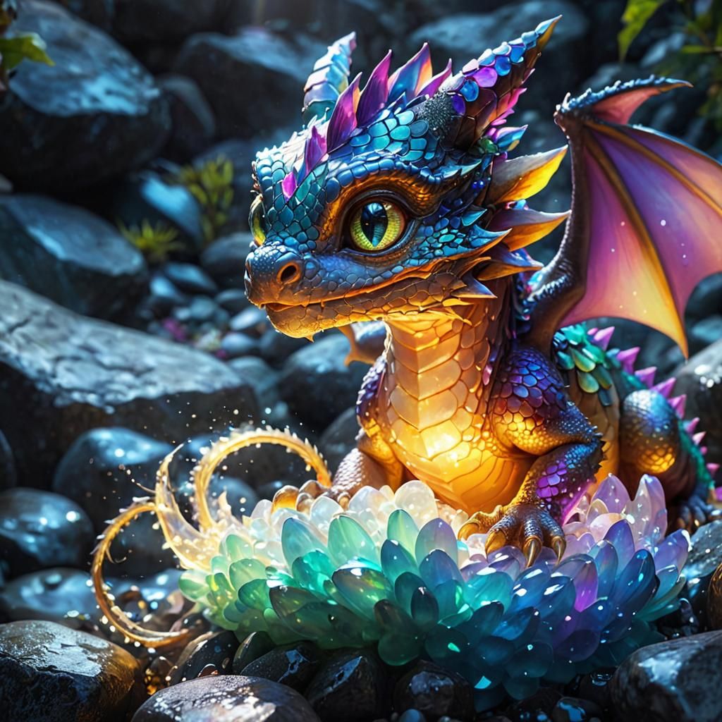 Baby Dragon with Sparkling Eyes in Concept Art