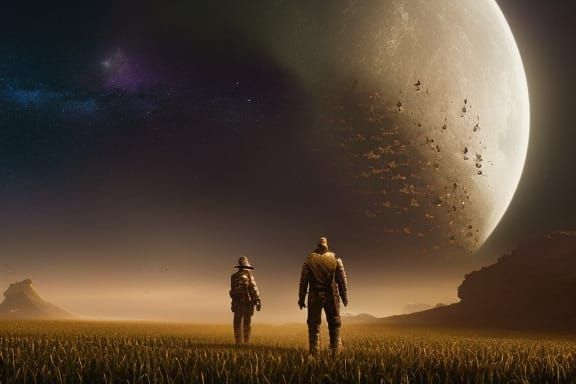 Farmers in a Starfield: Epic Digital Matte Painting