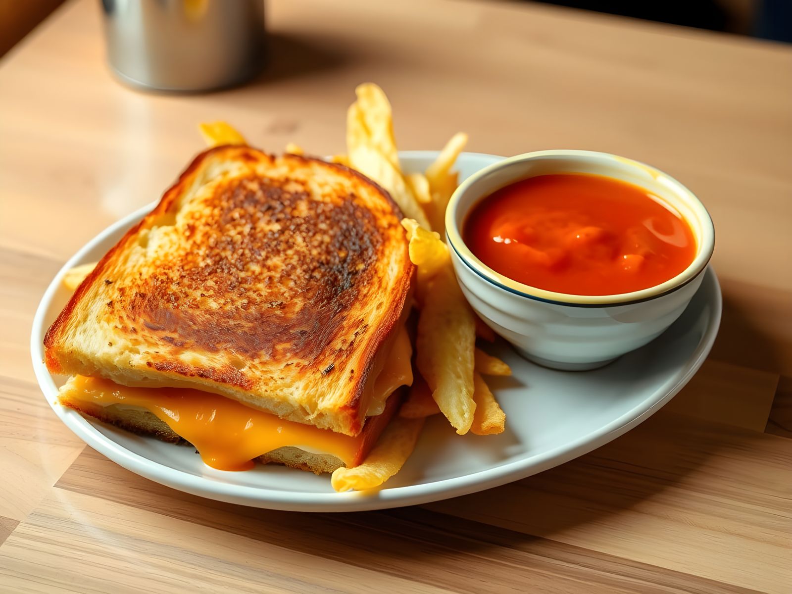 Comforting Grilled Cheese and Soup in a Cozy Setting