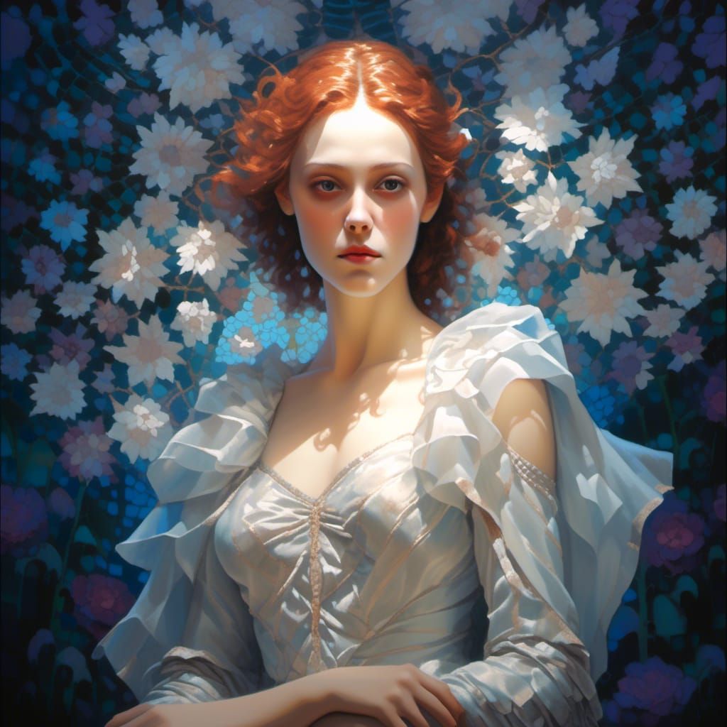 Pre-Raphaelite Queen Portrait in Hyperrealistic Detail