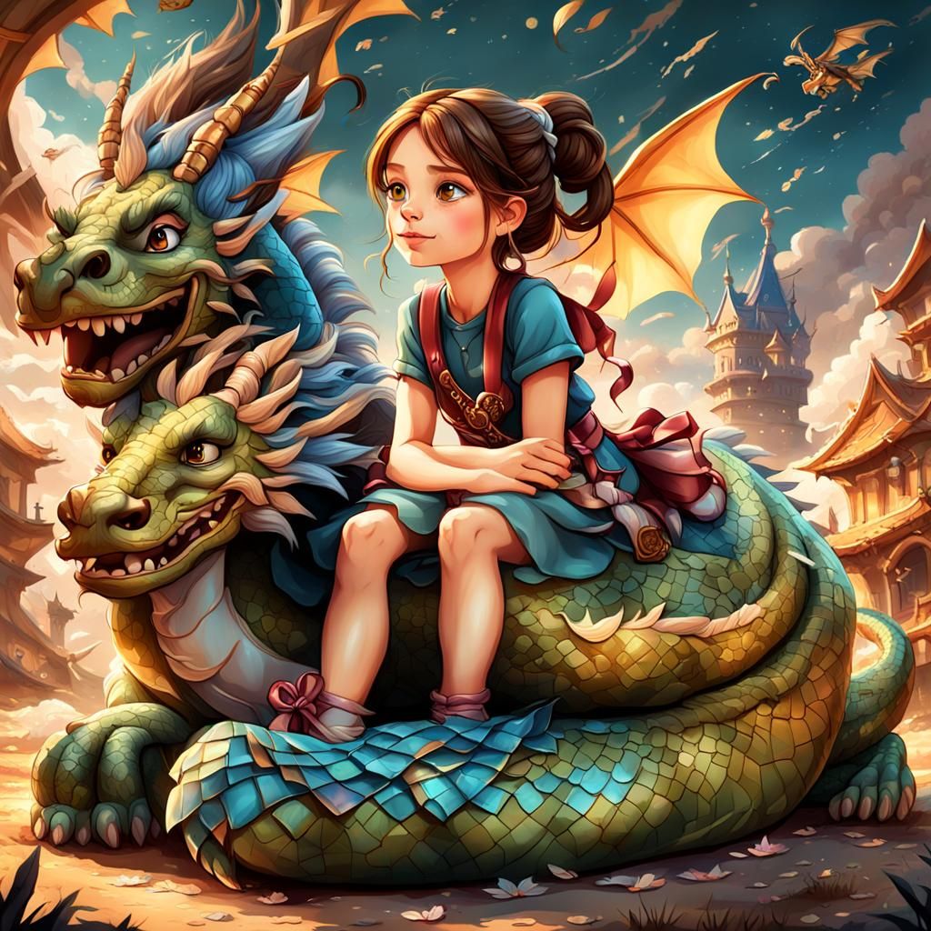 Girl Daydreaming of Dragons: Fantasy Concept Art