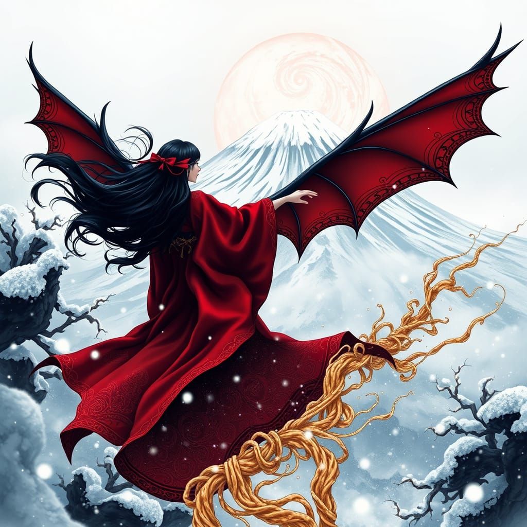 Mystical Vampire Ascends Mount Fuji in a Dance of Curry Nood...