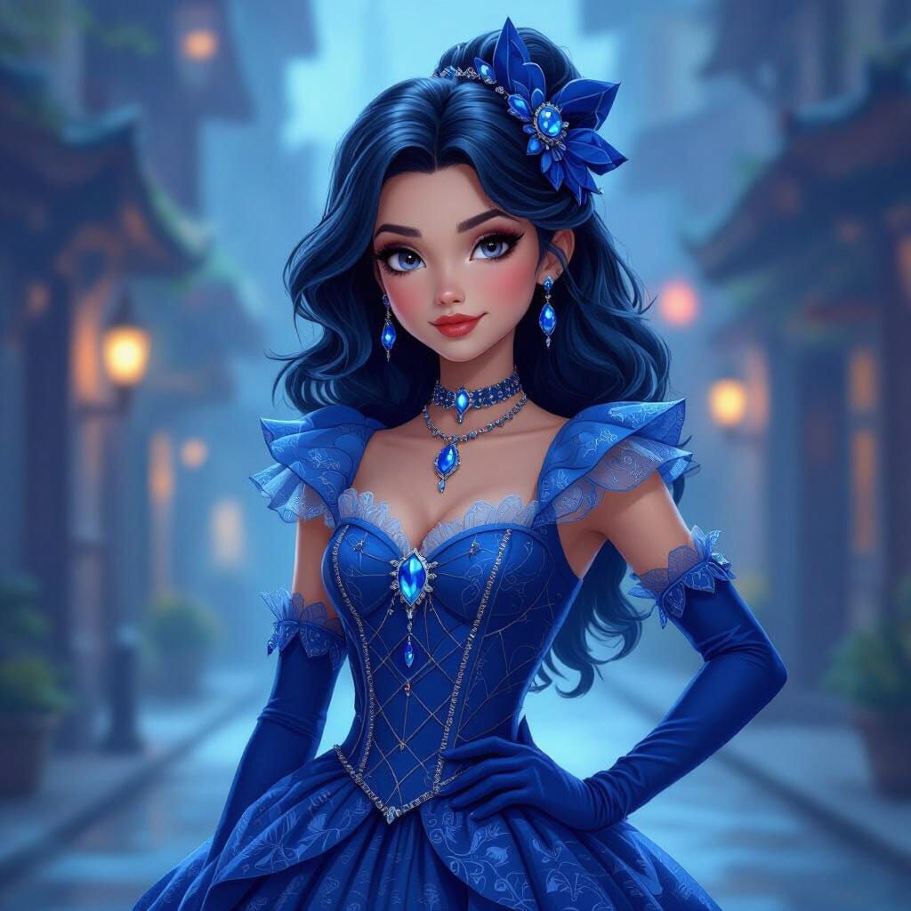 Evie's Daughter in Blue Fashion, Realistic Style