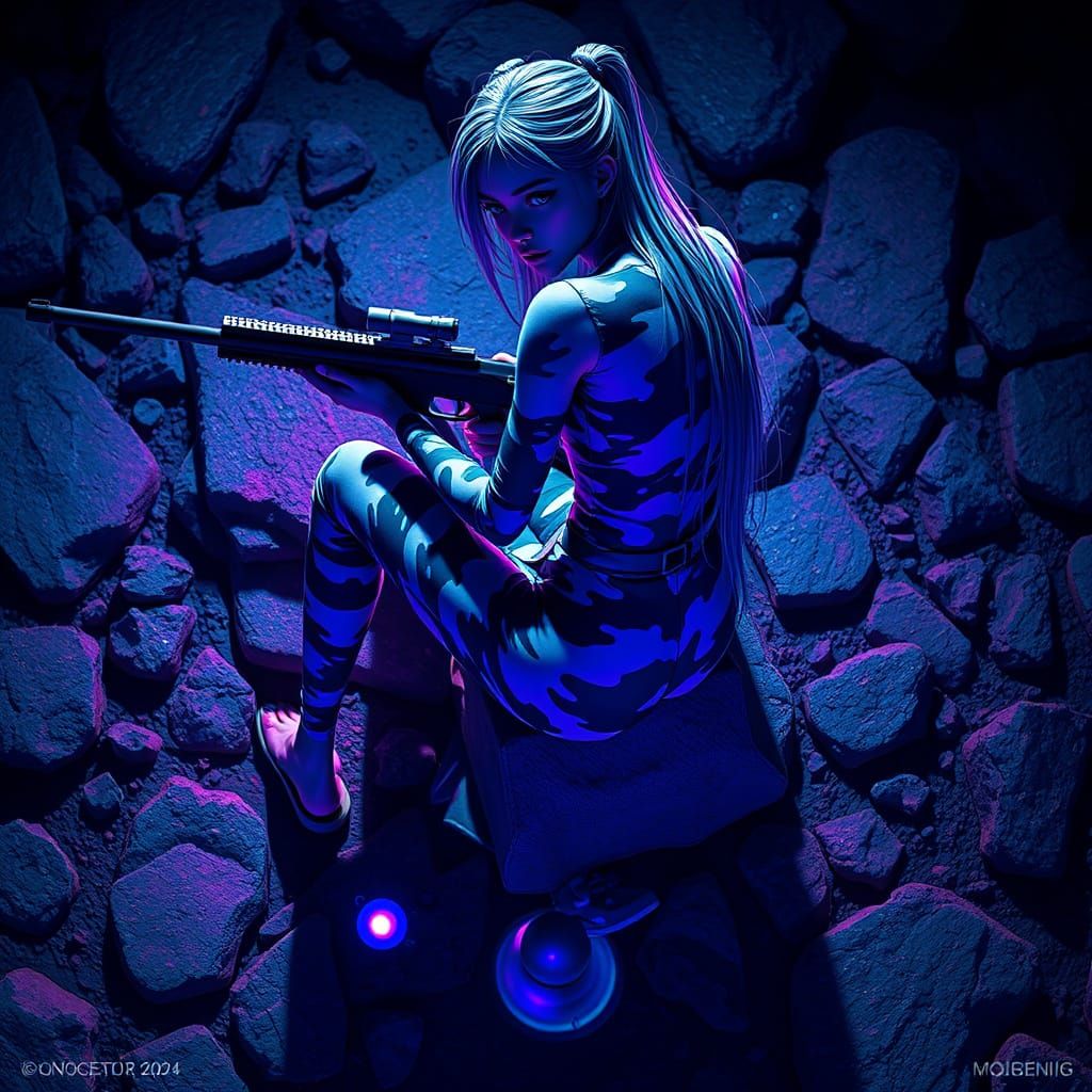 Evil Spirit Girl Sniper in Cyberpunk Camouflage