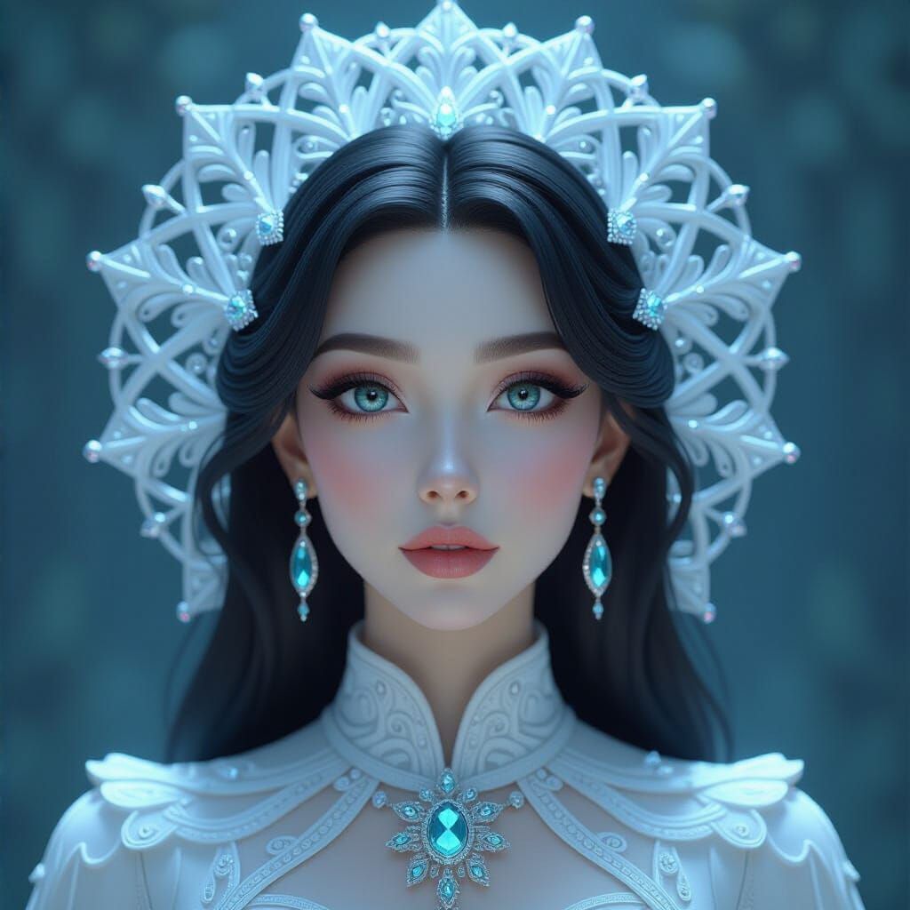 Symmetrical Angel of Death Portrait in Stained Glass