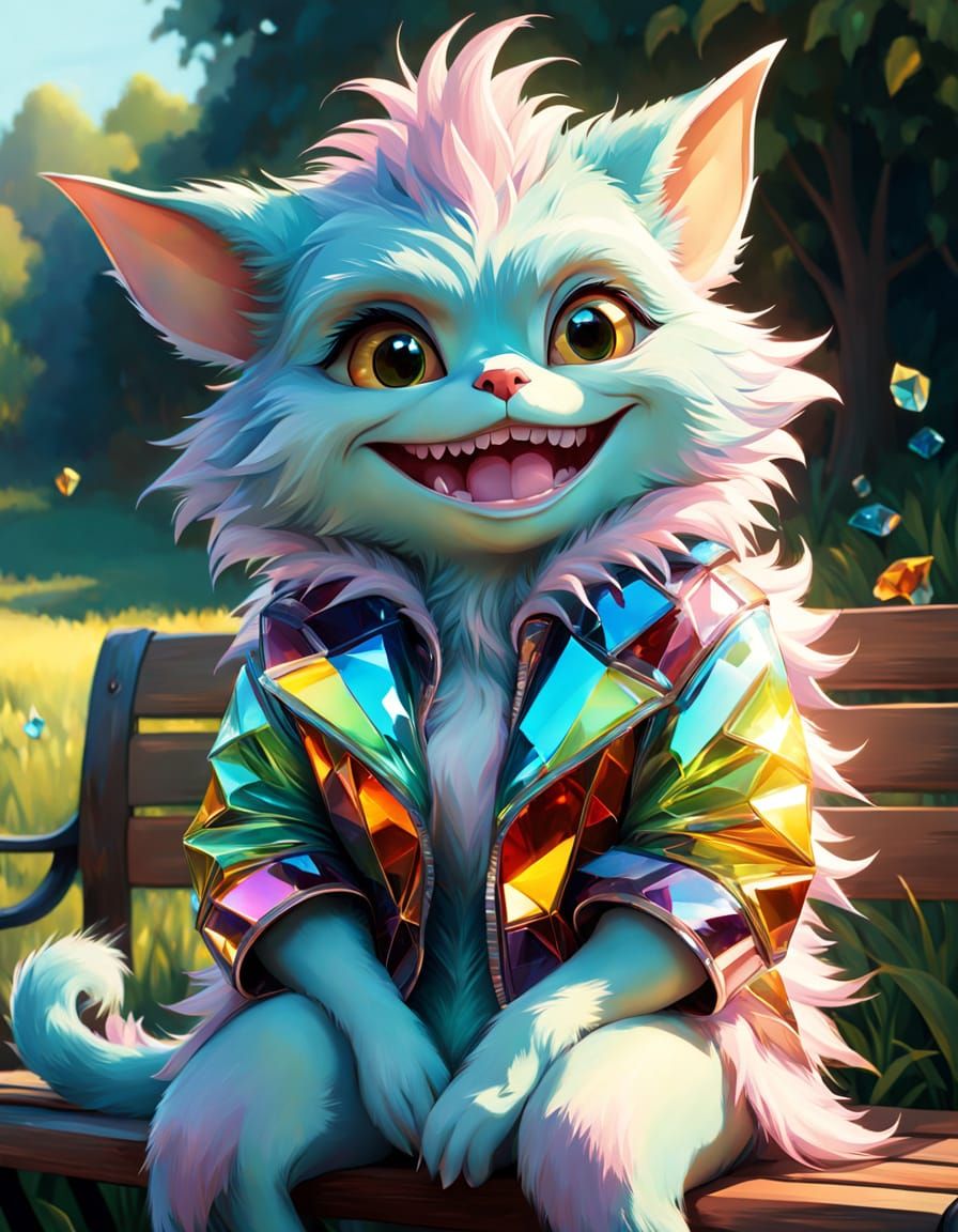 Whimsical Glass Gremlin Basks in Warm Sunlight