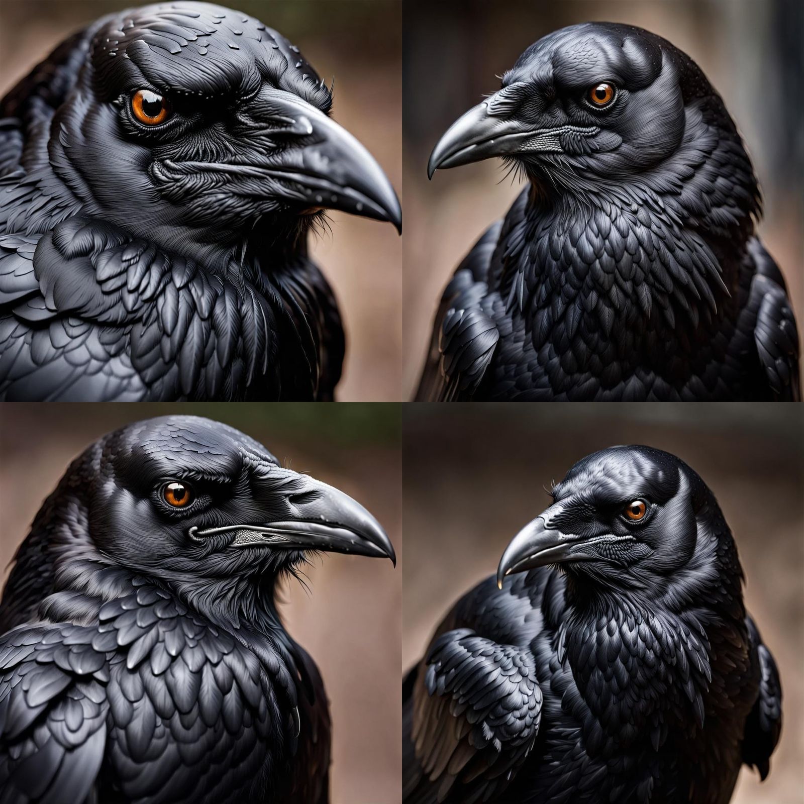 Detailed Close-Up Portrait of a Dark Crow