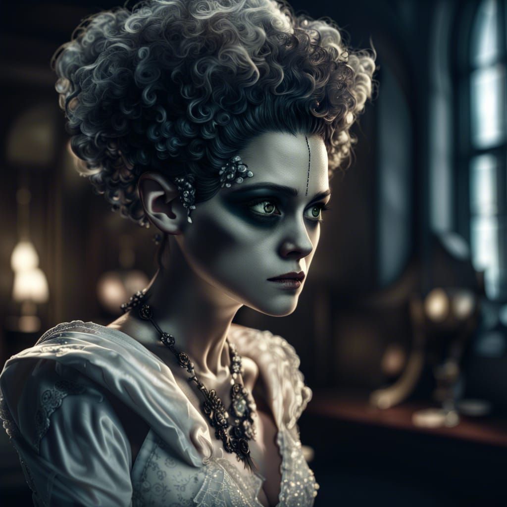 Anime Bride of Frankenstein: Cinematic and Detailed