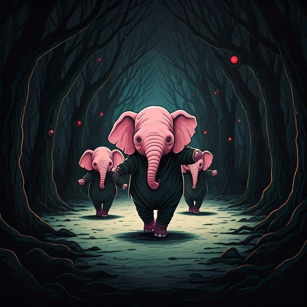 Disturbing Pink Elephants Dance: Surreal Children's Illustra...