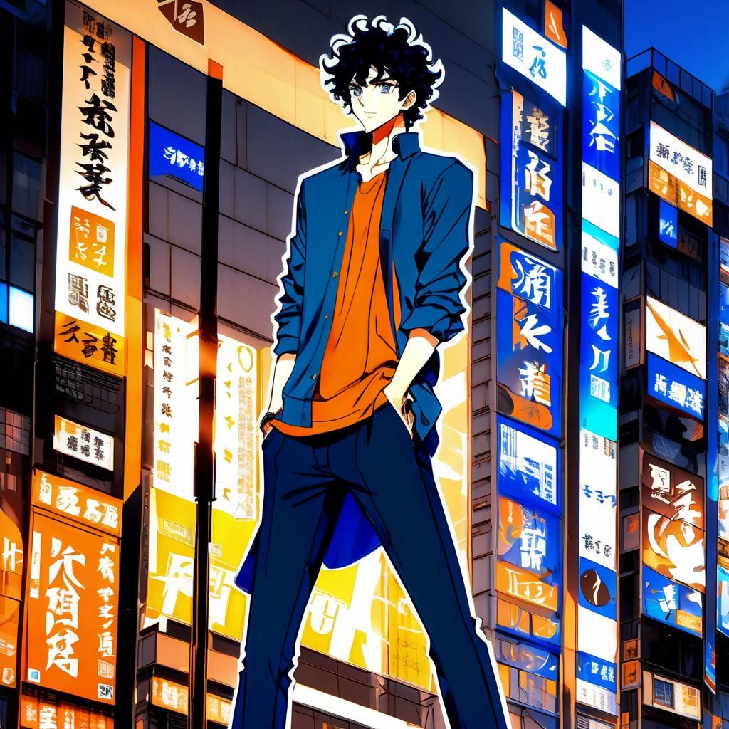 Manga Art of Young Man in Comic Book Style