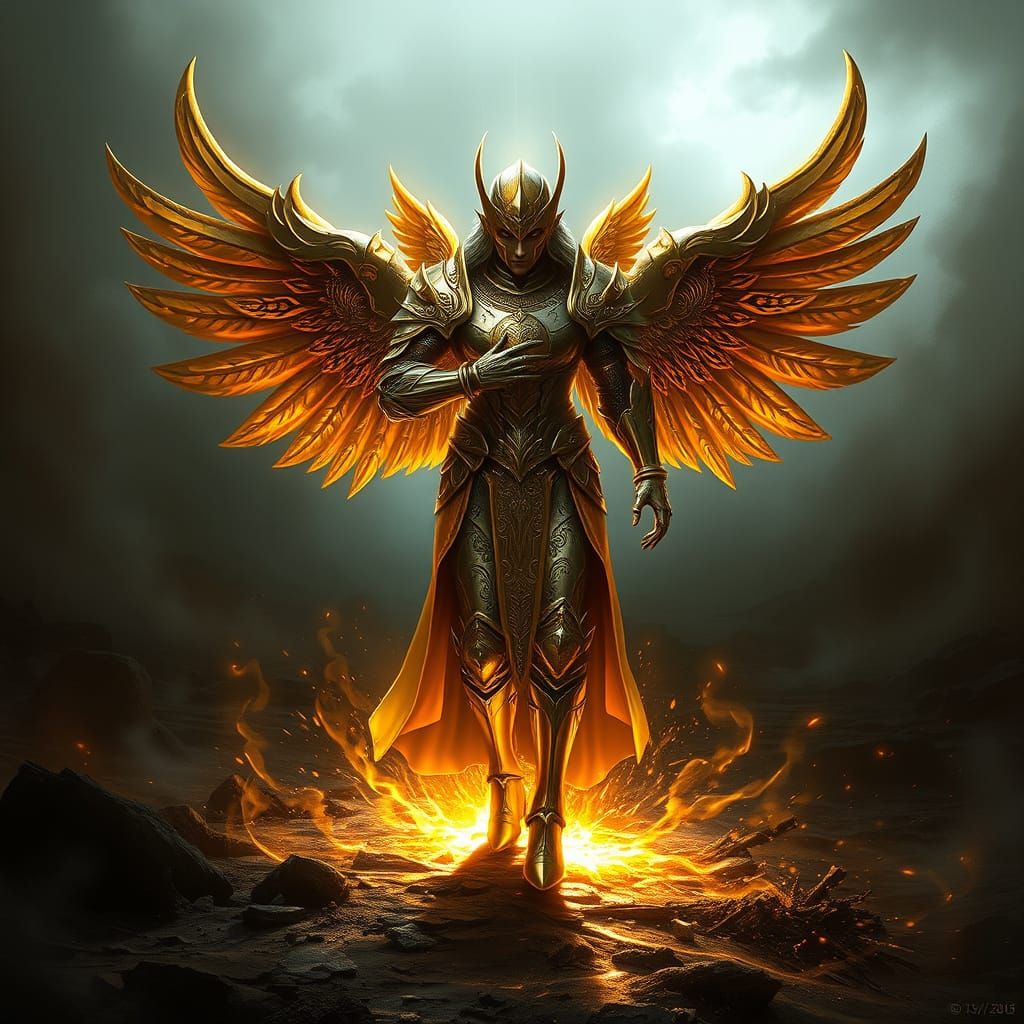 Golden Angel Vanquishes Darkness in Lineage 2 Style