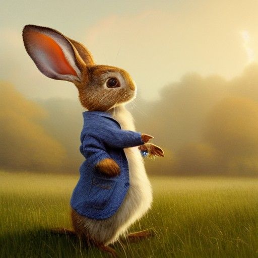 Peter Rabbit in English Meadow Digital Painting