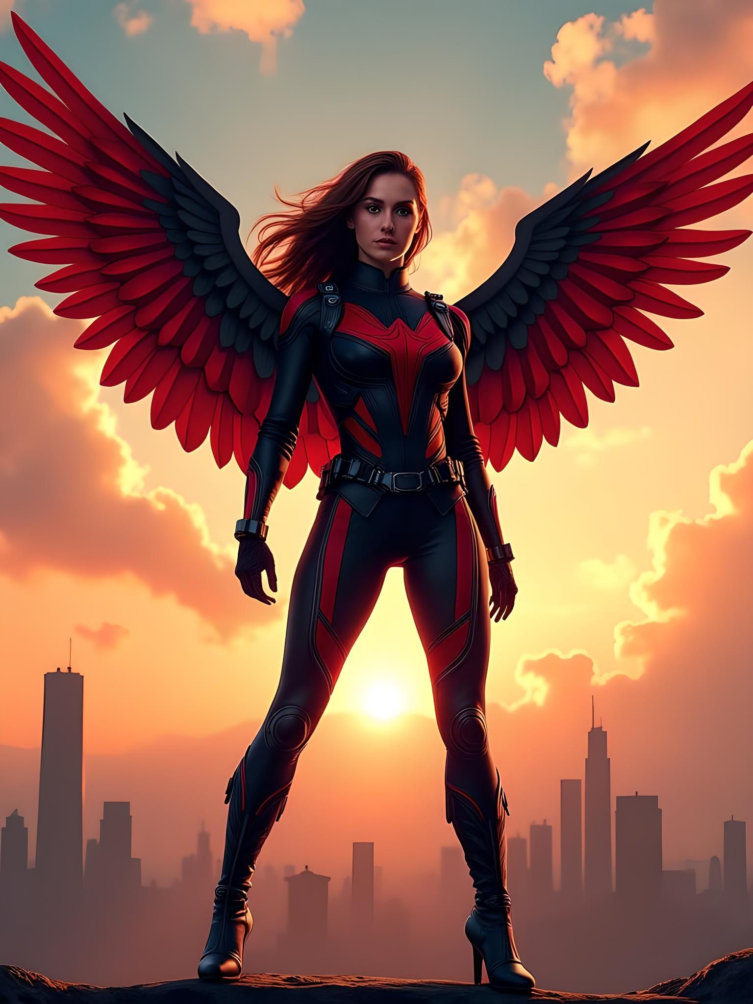 Emilia Clark as falcon in a marvel movie