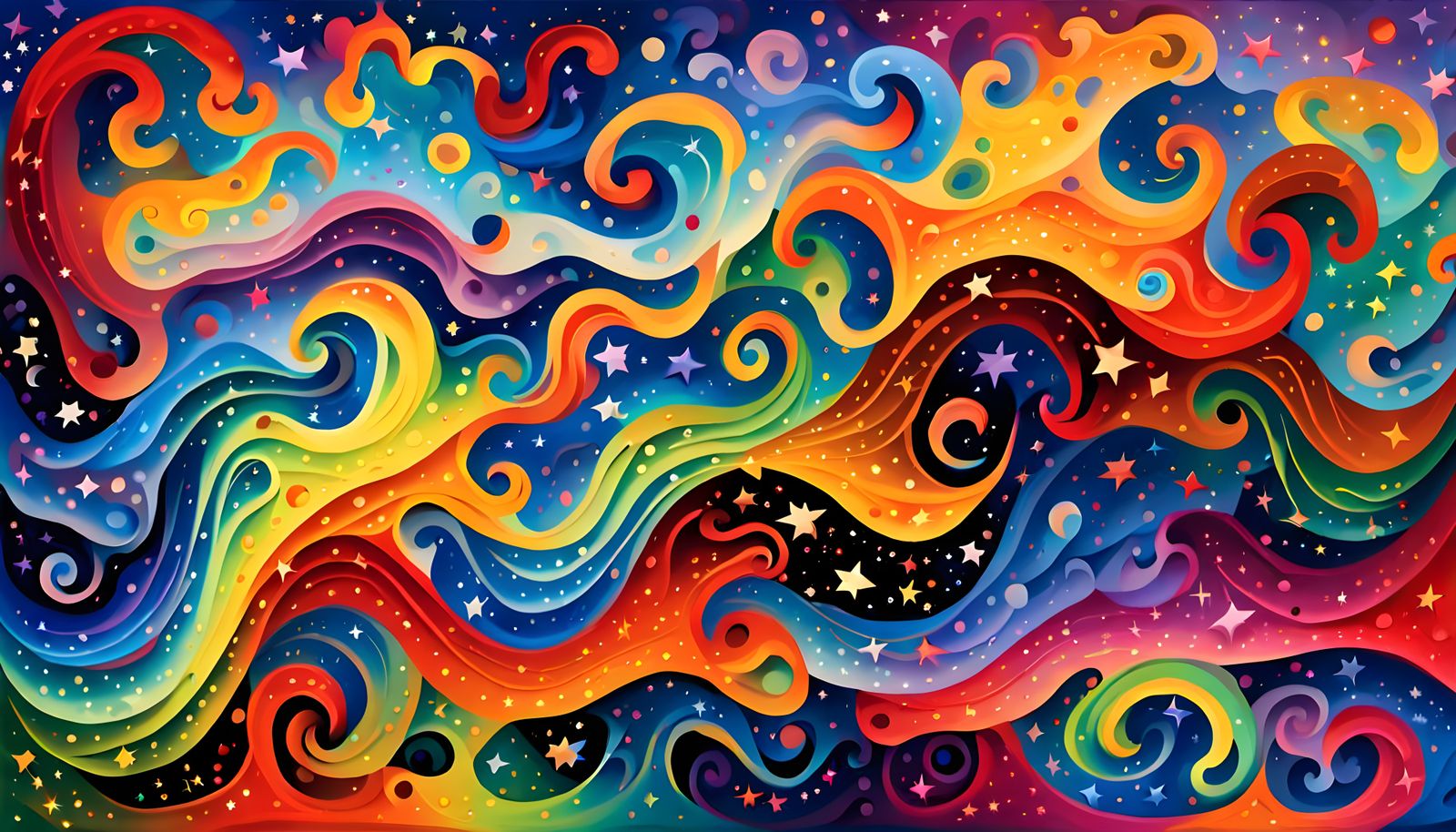 Iridescent Stars Form Cosmic Being in Aboriginal Painting