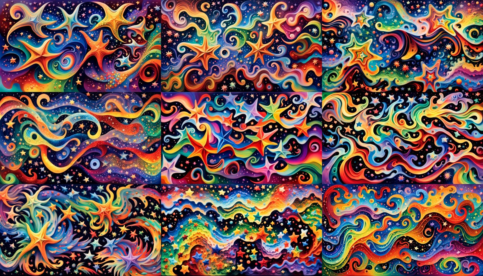 Iridescent Stars in Aboriginal-Style Impasto Painting