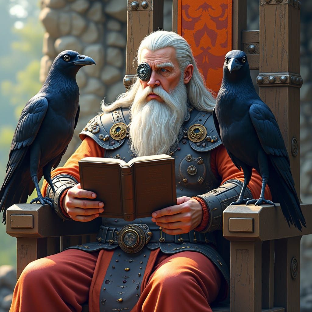 Cyberpunk Odin in Vibrant Cybernetic Glory