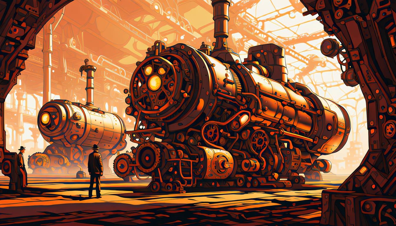 Steampunk Inventors in a Golden Laboratory