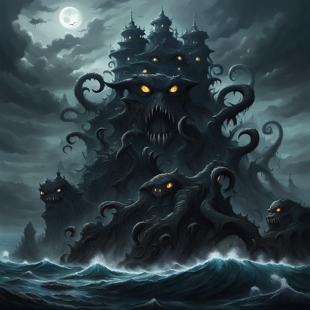 Cursed Island of Sea Demons: 3D Digital Art