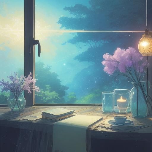 Ethereal Pen Lines on Parchment in Ghibli Style