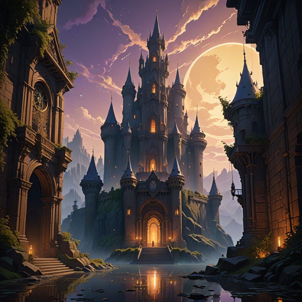 Majestic Castle Adorned in Luminous Jewels