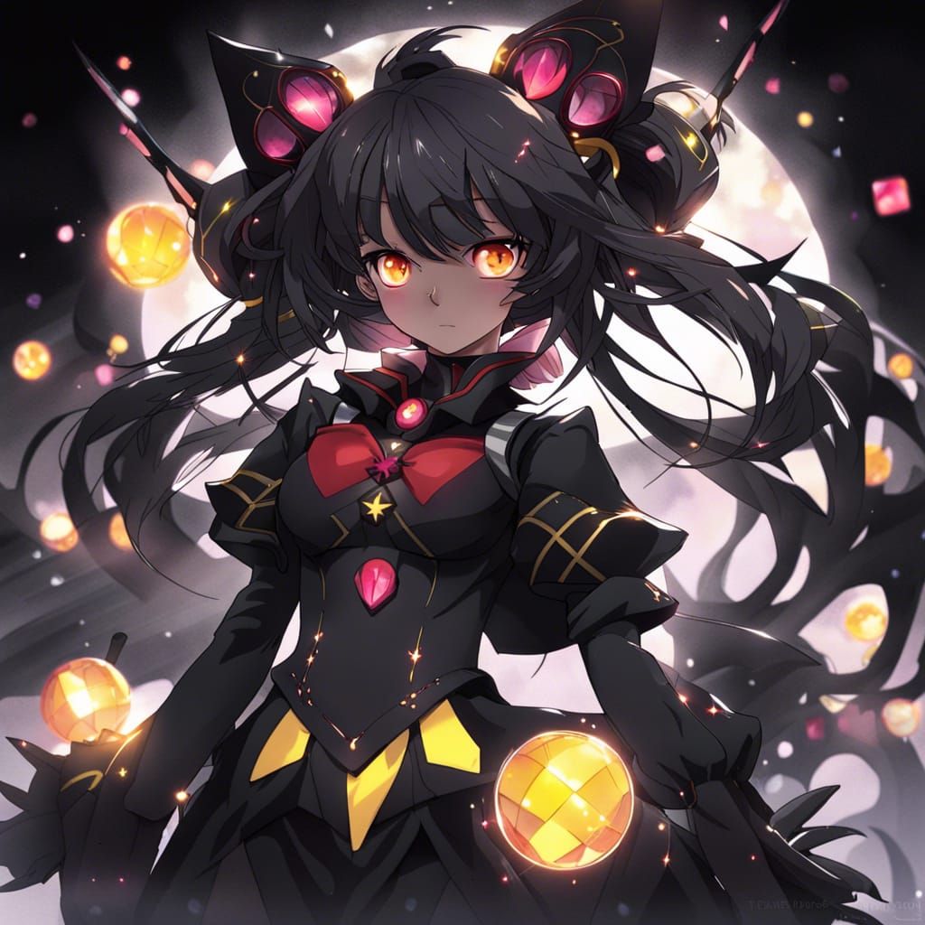 Magical Girl of Darkness with Crimson Gems