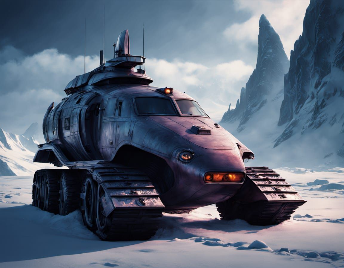 Epic Futuristic Snow Cruiser Dominates Antarctic Landscape