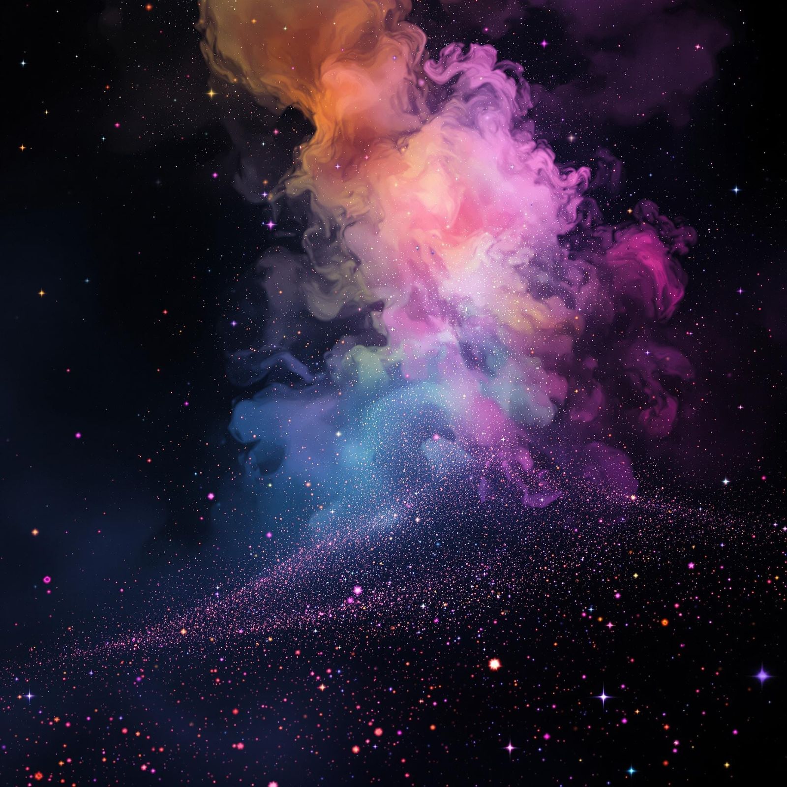 Pastel Neon Mist in Pitch Black Void