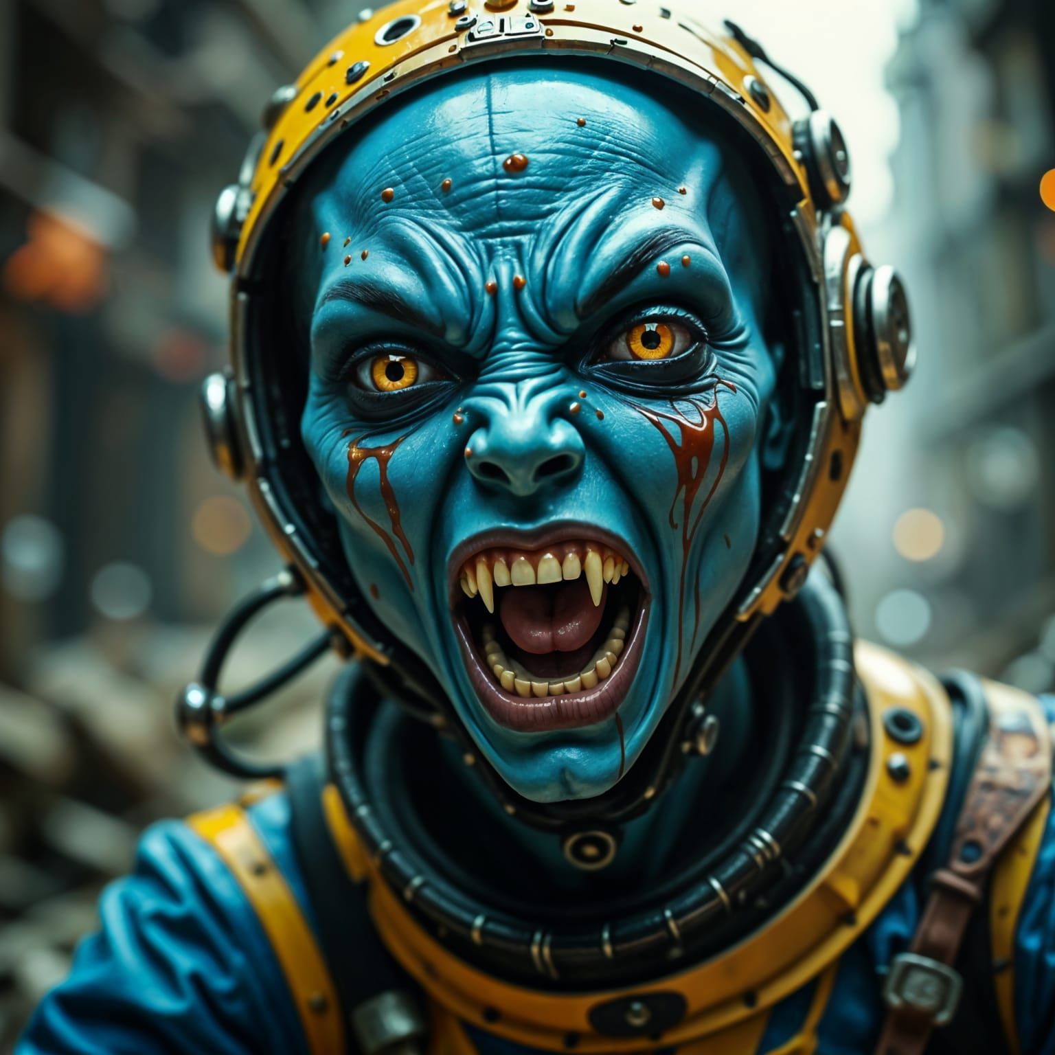 Angry Alien Female Portrait in Hyperrealistic Style